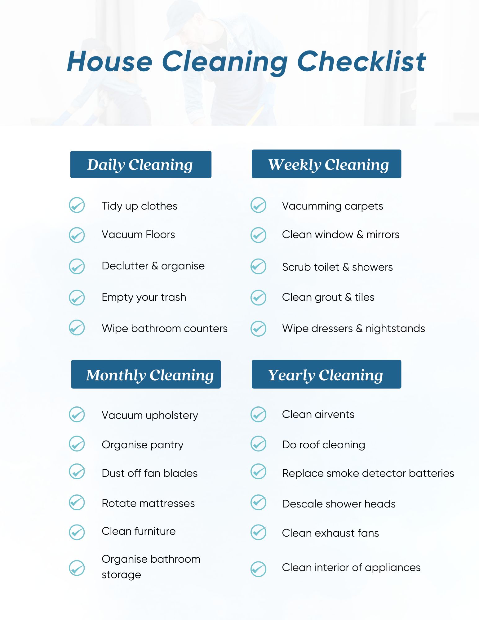 House cleaning schedule