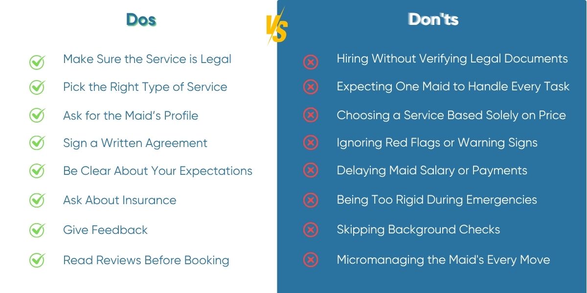 dos and donts of hiring a maid service